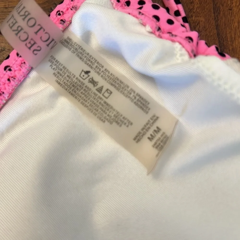 Victoria's Secret Pink with Black Polka Dot Bikini Top size M